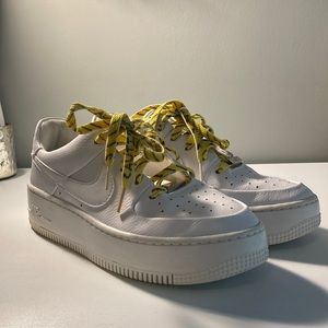 Like new Nike Air Force ones with custom caution tape laces